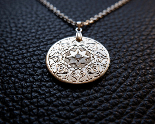 “The Psyche” Pendant - Diamond And Hand Engraved Sterling Silver