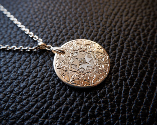 “The Psyche” Pendant - Diamond And Hand Engraved Sterling Silver