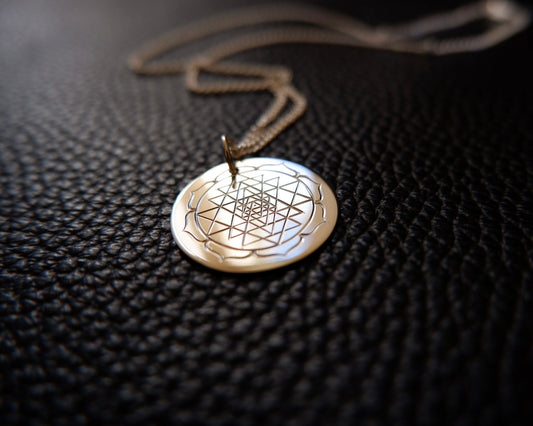 Sri Yantra Pendant - Hand Engraved In Sterling Silver