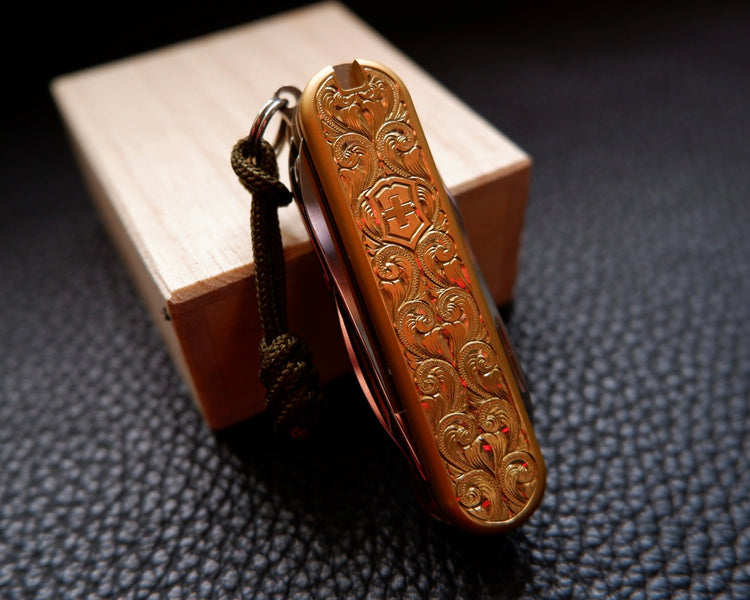 58 mm Victorinox Hand Engraved Brass Scales