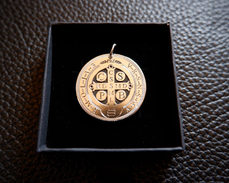 St.Benedict Exorcism Prayer Pendant - Hand Engraved In Sterling Silver
