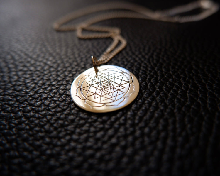 Sri Yantra Pendant - Hand Engraved In Sterling Silver
