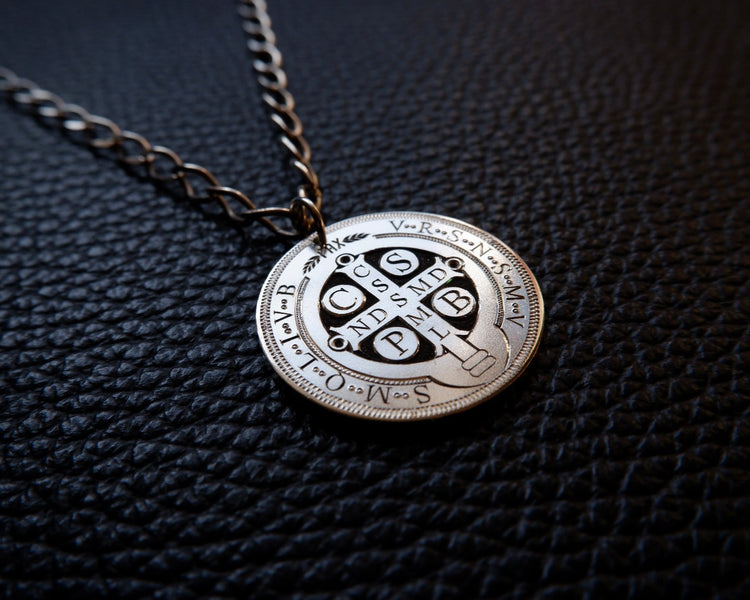 St.Benedict Exorcism Prayer Pendant - Hand Engraved In Sterling Silver