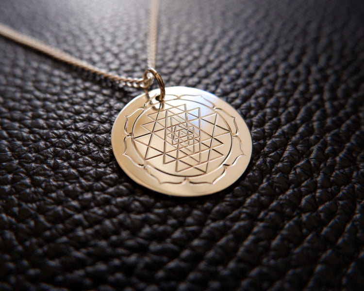 Sri Yantra Pendant - Hand Engraved In Sterling Silver