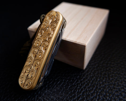 58 mm Victorinox Hand Engraved Brass Scales
