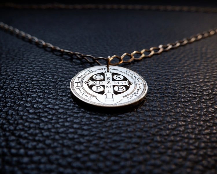 St.Benedict Exorcism Prayer Pendant - Hand Engraved In Sterling Silver