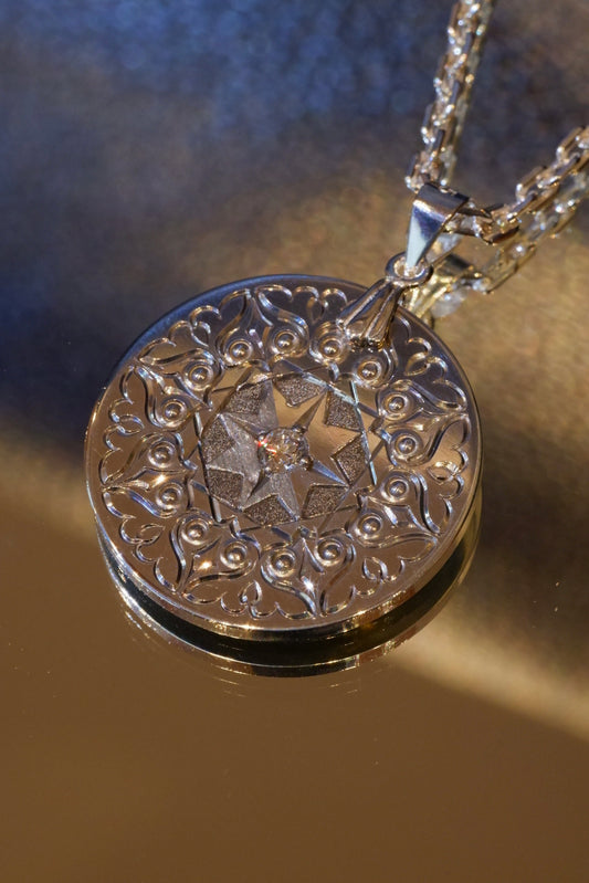 “The Psyche” Pendant - Diamond And Hand Engraved Sterling Silver