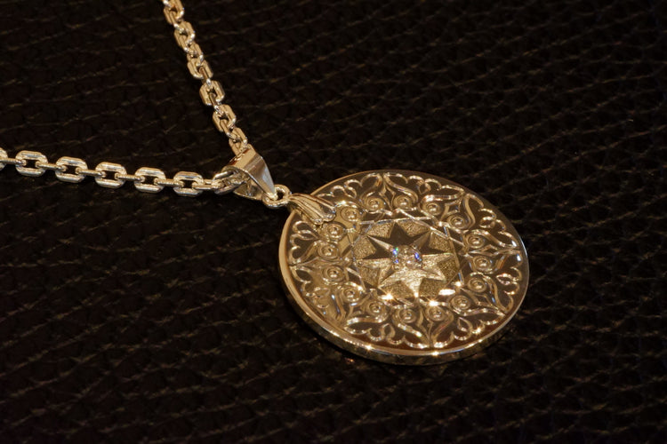 “The Psyche” Pendant - Diamond And Hand Engraved Sterling Silver