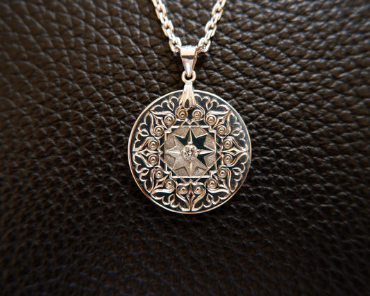 “The Psyche” Pendant - Diamond And Hand Engraved Sterling Silver
